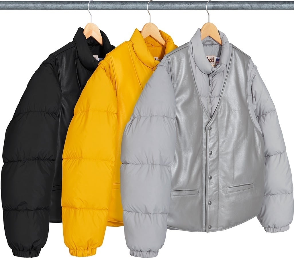 Supreme®/Schott® Down Leather Vest Puffy Jacket